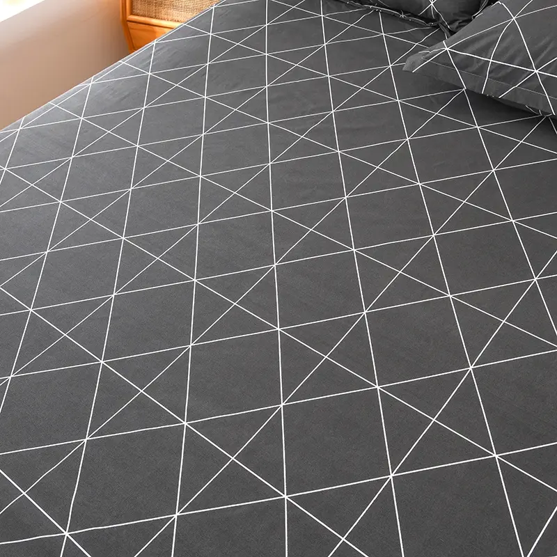 Geometric Triangle Waterproof Fitted Sheet Queen King Mattress Cover Fit Sheet with Elastic Band Bedsheet Twin Full Bed Cover