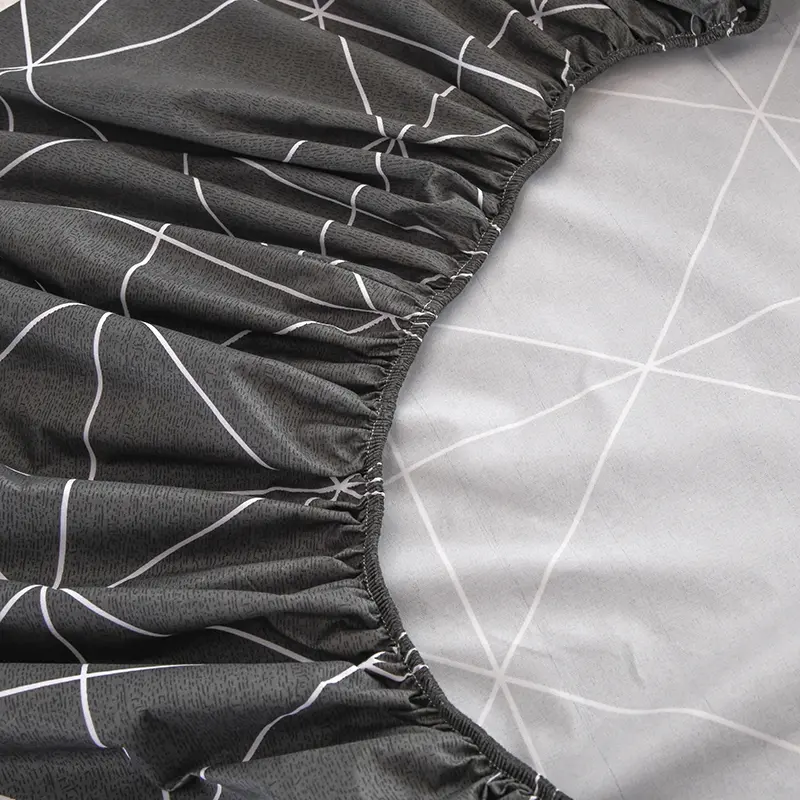 Geometric Triangle Waterproof Fitted Sheet Queen King Mattress Cover Fit Sheet with Elastic Band Bedsheet Twin Full Bed Cover