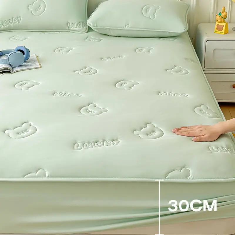 1 Pc Thick Embroidered Mattress Cover King Size Quilted Bed Sheet with Elastic Band All-inclusive Bed Cover Queen Size Bed Sheet