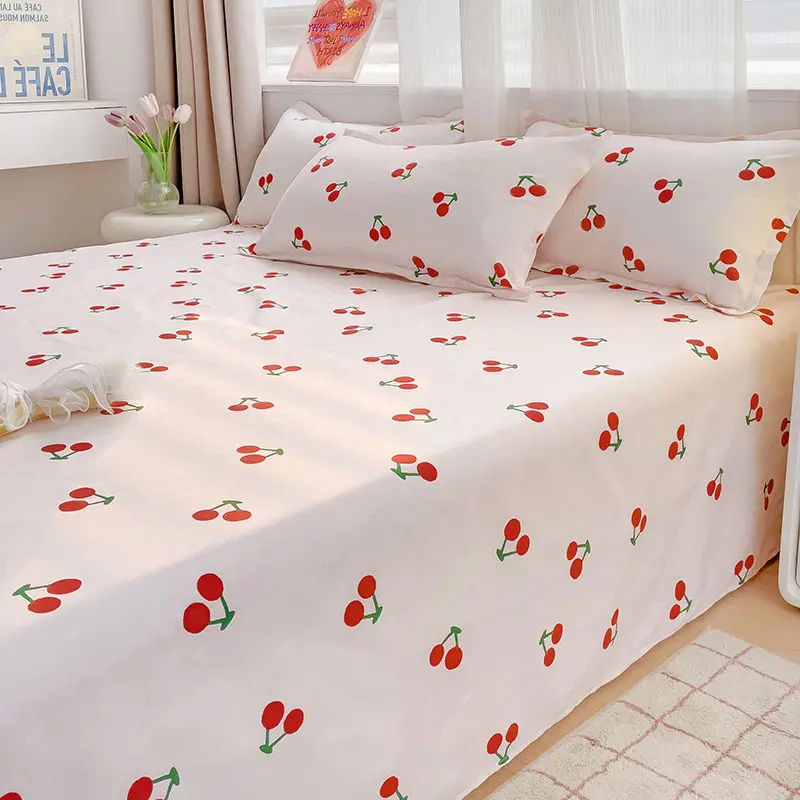 1 pc Bed Flat Sheet for Double Bed Plain Printing Top Sheets Single/Queen/King Flat Bedsheets Soft Home Bed Linen Sheets