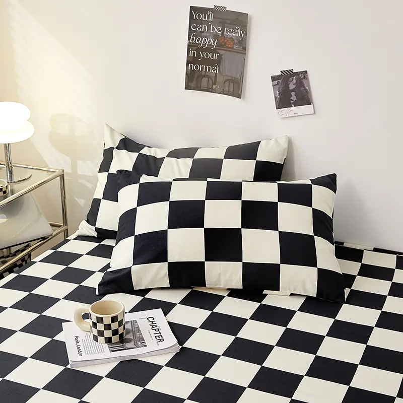 Fitted Sheet Queen Size Bedspread With Elastic Band Bed Sheet Black and White Color Mattress Cover High Quality Fit Sheet