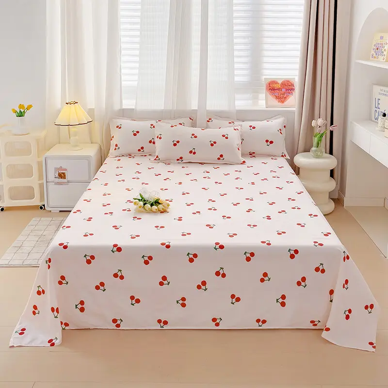 1 pc Bed Flat Sheet for Double Bed Plain Printing Top Sheets Single/Queen/King Flat Bedsheets Soft Home Bed Linen Sheets