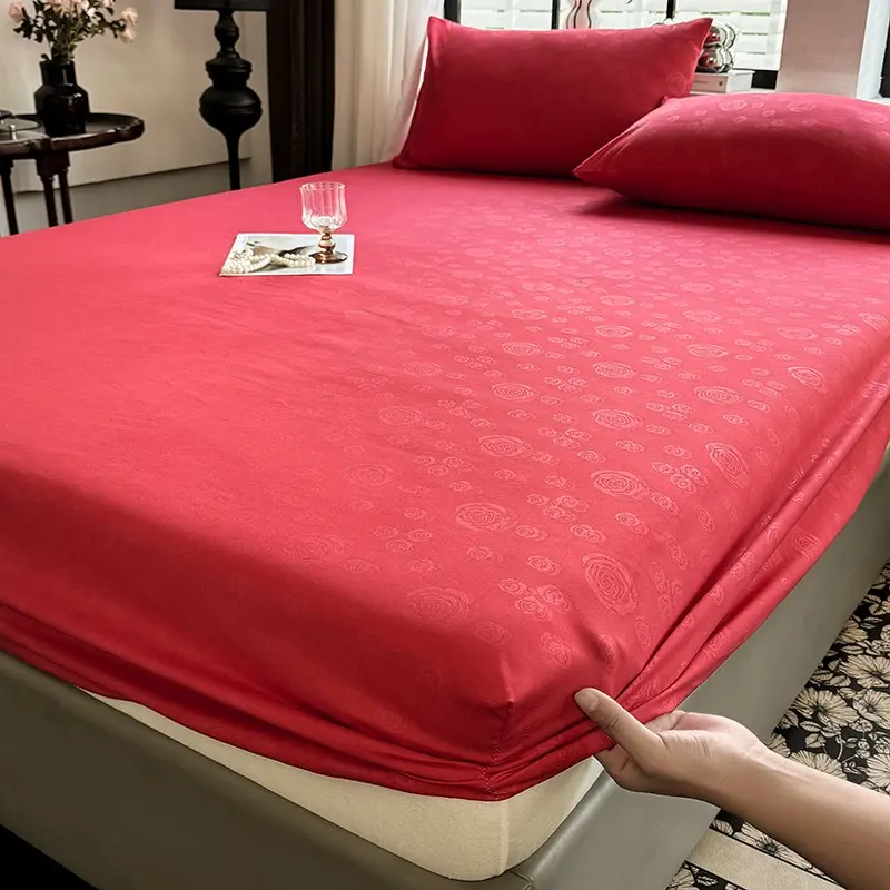 1 Simple Modern Flower Printed Matte Fitted Sheet, Bedroom Printed Bed Cover, Bedding (Excluding Pillowcases)