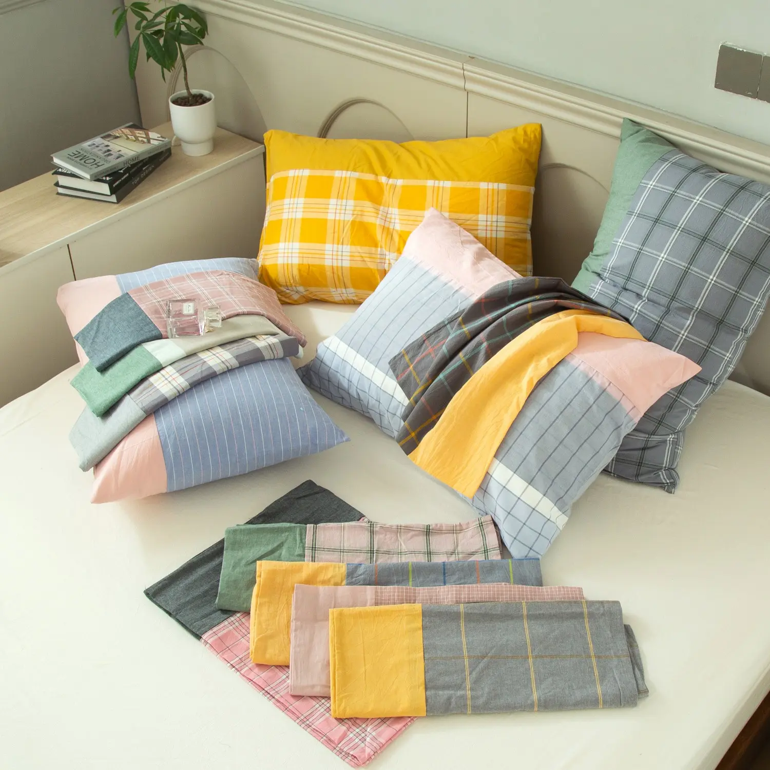 One Pair of 100% Egyptian Cotton Pillowcases, Single Pillowcase Set, 48cm X 74cm, 2 Household Pillowcase Covers，pure cotton
