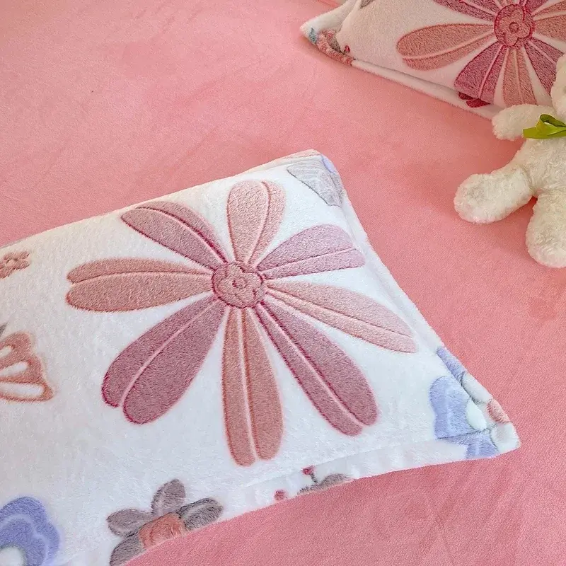 Flannel Fleece Pillowcase Cover Warm Soft Reactive Printed Pillow Sham 48x74cm Coral Fleece Pillow Covers