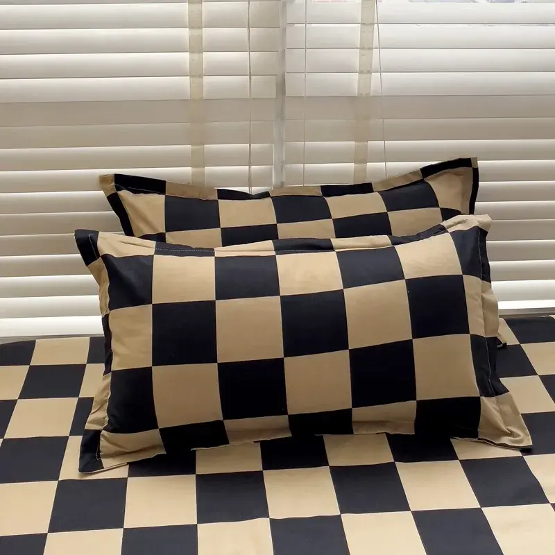 Plaid Fitted Sheet Simple Style Single/Queen/King Bedroom Home Bed Sheet Mattress Cover Pad Bedsheet ( Pillowcase Can Order )