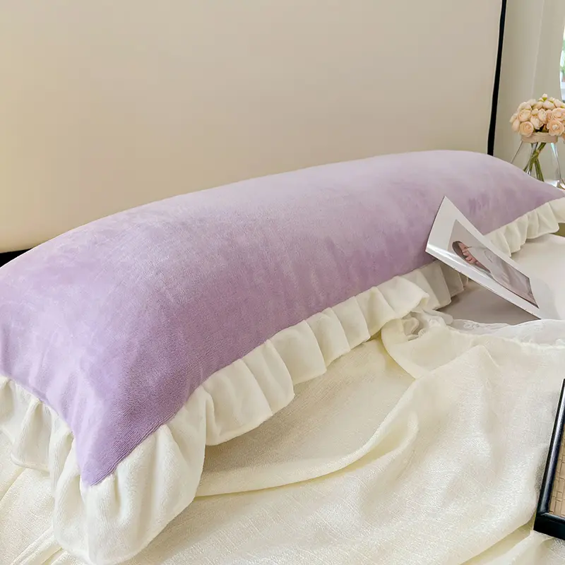 Flannel Double Pillowcase Winter Warm Coral Fleece Long Pillow Case 1.2/1.5 /1.8m Bed 48x150/48x120/48x180cm Pillow Case