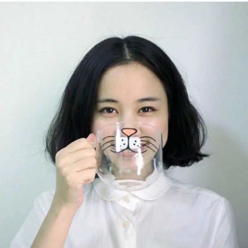 Creative Cat Glass Coffee Mug Cute Milk Tea Juice Water Glass Cup With Handle Home Kitchen Office Drinkware Tumbler Gift 550ML