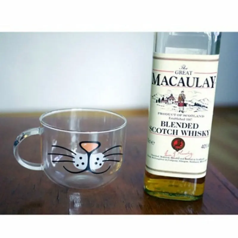 Creative Cat Glass Coffee Mug Cute Milk Tea Juice Water Glass Cup With Handle Home Kitchen Office Drinkware Tumbler Gift 550ML