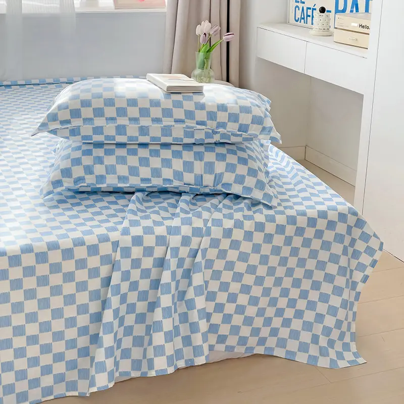 Washed Cotton Flat Bed Sheet Solid Bed Cover Single Double Queen King Size Bedsheet Linens Soft Bedspread (Pillowcase Can Order)