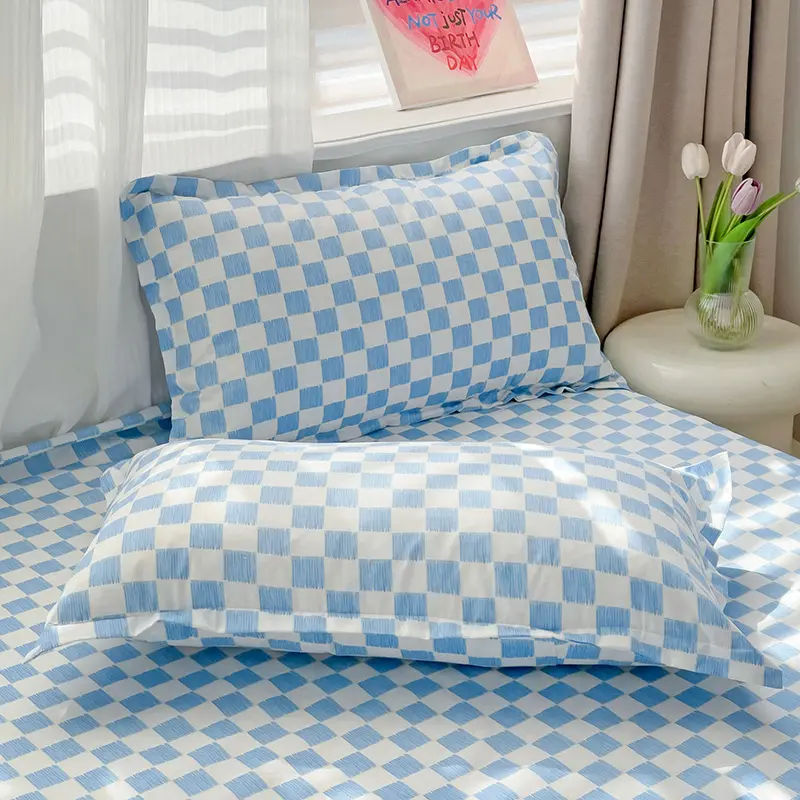 Washed Cotton Flat Bed Sheet Solid Bed Cover Single Double Queen King Size Bedsheet Linens Soft Bedspread (Pillowcase Can Order)