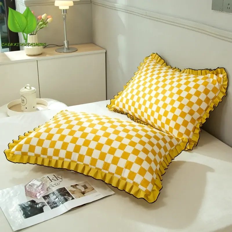Black and White Keys Pillowcase for Sofa Cushion Cover with Ruffles Office Bed Pillow Cover Pattern Design Adult Bedroom Bedding
