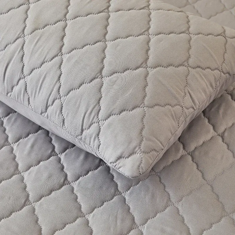 2Pc Waterproof Quilted Pillowcase Solid Color Pillow Cover Case 48x74cm Pillowsham Anti-Mite Anti-Bacterial Bedroom