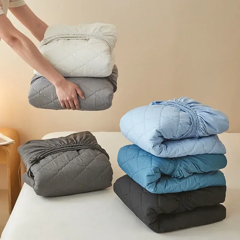 2Pc Waterproof Quilted Pillowcase Solid Color Pillow Cover Case 48x74cm Pillowsham Anti-Mite Anti-Bacterial Bedroom