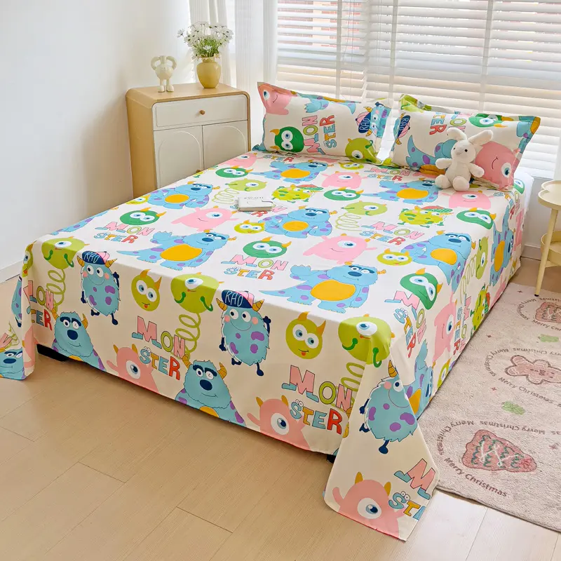Washed Cotton Flat Bed Sheet Solid Bed Cover Single Double Queen King Size Bedsheet Linens Soft Bedspread (Pillowcase Can Order)