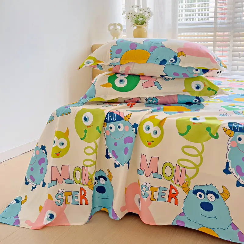 Washed Cotton Flat Bed Sheet Solid Bed Cover Single Double Queen King Size Bedsheet Linens Soft Bedspread (Pillowcase Can Order)
