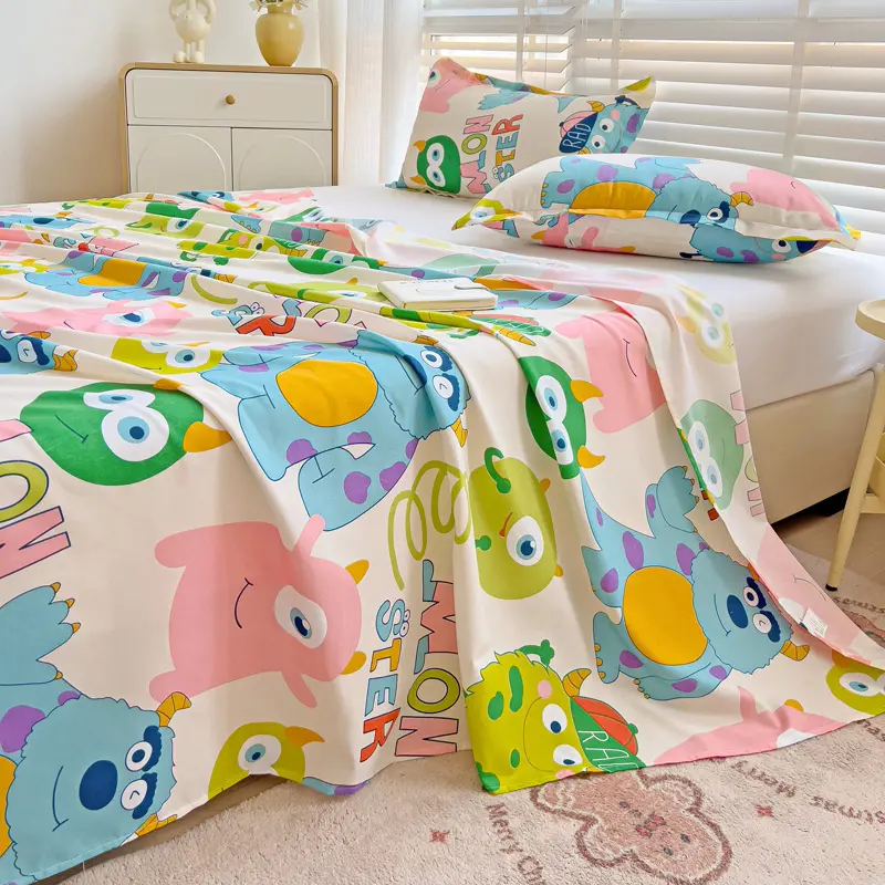 Washed Cotton Flat Bed Sheet Solid Bed Cover Single Double Queen King Size Bedsheet Linens Soft Bedspread (Pillowcase Can Order)