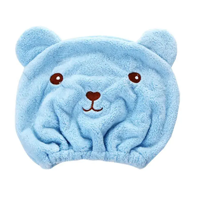 Microfibre Hair Drying Bath Towel Cap Cute Cartoon Bear Super Absorbent Soft Hair Dry Wrap Bathroom Accessories Bonnets