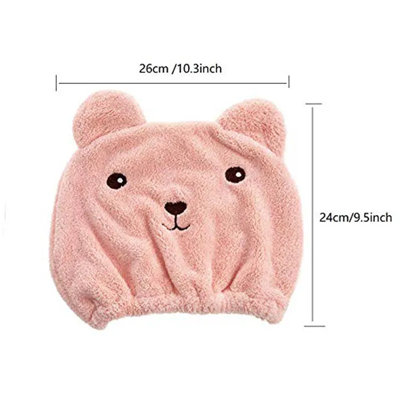 Microfibre Hair Drying Bath Towel Cap Cute Cartoon Bear Super Absorbent Soft Hair Dry Wrap Bathroom Accessories Bonnets