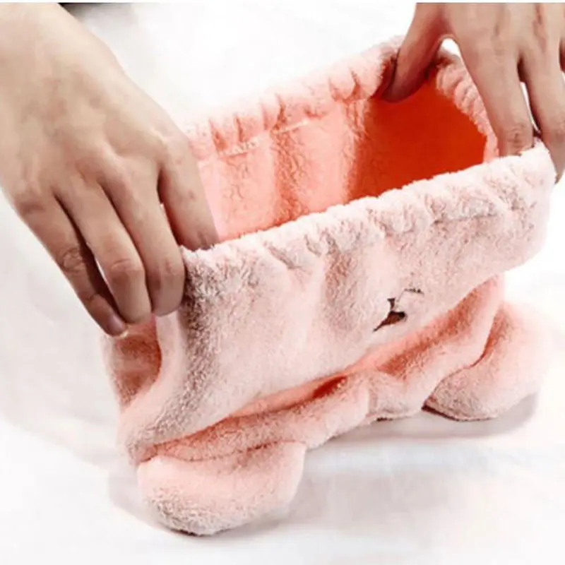 Microfibre Hair Drying Bath Towel Cap Cute Cartoon Bear Super Absorbent Soft Hair Dry Wrap Bathroom Accessories Bonnets