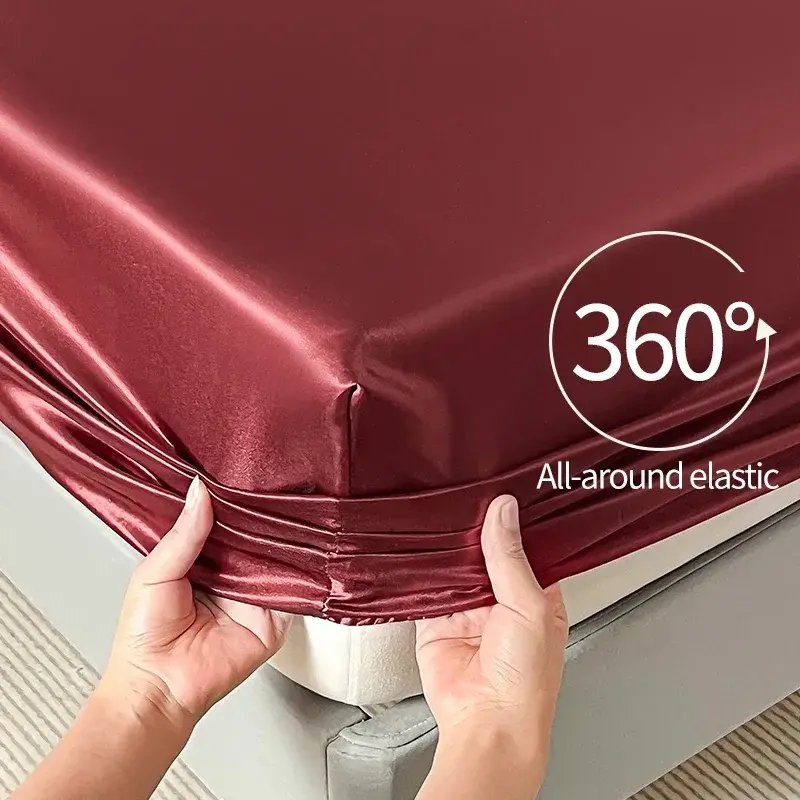 New Satin Fitted Sheet US Style Rayon Mattress Cover Elastic Band Bed Sheet Twin Full Queen King No Pillowcase Beddings