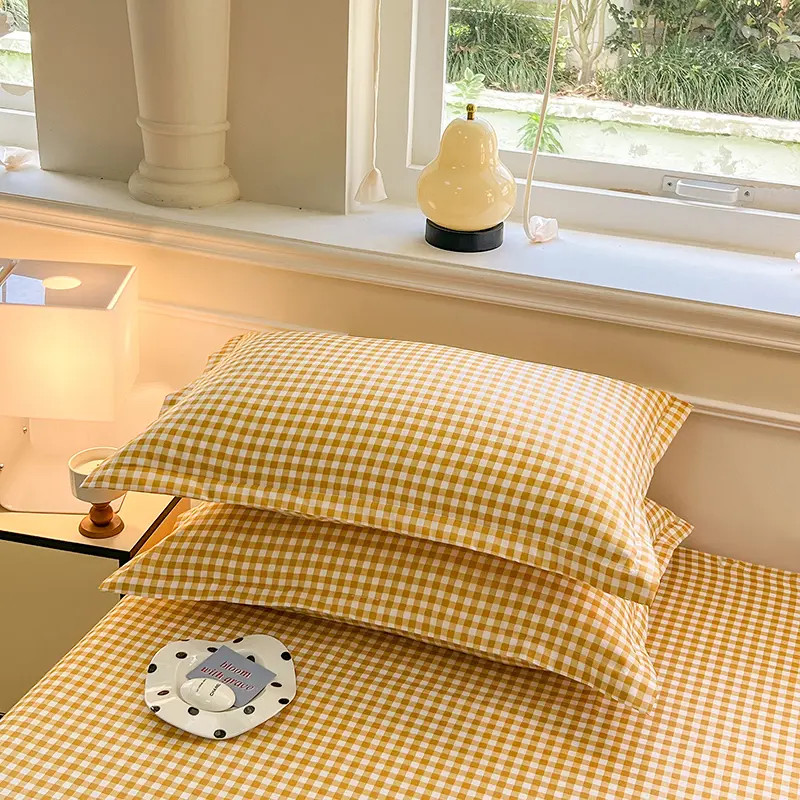 Washed 48x74cm Pillow Case Soft Classic Checkered Pillow Cover Comfortable Pillowcases High Quality Envelope Closure Khaki