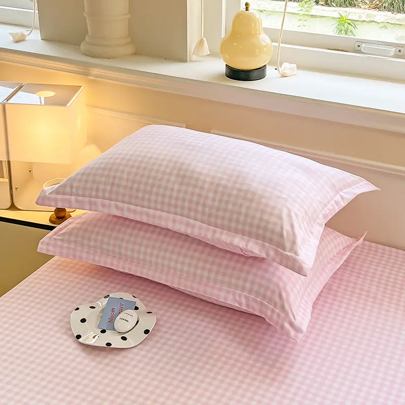 Washed 48x74cm Pillow Case Soft Classic Checkered Pillow Cover Comfortable Pillowcases High Quality Envelope Closure Khaki