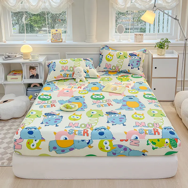 Bedspreads Cartoon Kids Bedding Fitted Sheet Elastic Band Around Mattress Cover Single King Size Sabanas Bed Cover Bed Sheets