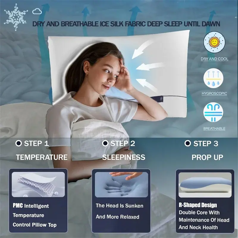 Memory Foam Neck Pillow, 40x70cm Pillows for Neck Pain Relief, Hotel Pillows, Cervical Support for Side & Back Sleepers Luxury