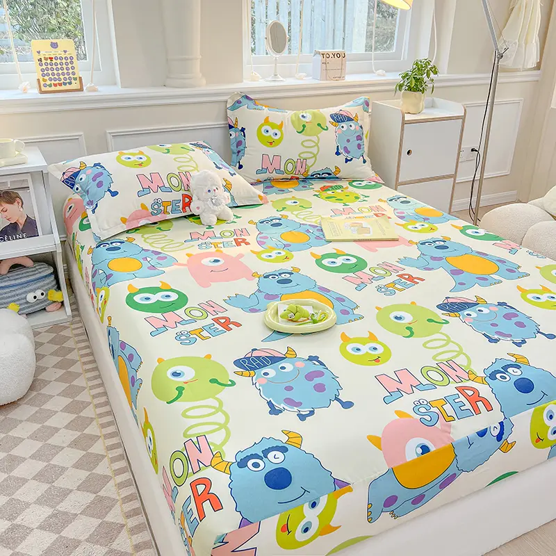 Bedspreads Cartoon Kids Bedding Fitted Sheet Elastic Band Around Mattress Cover Single King Size Sabanas Bed Cover Bed Sheets