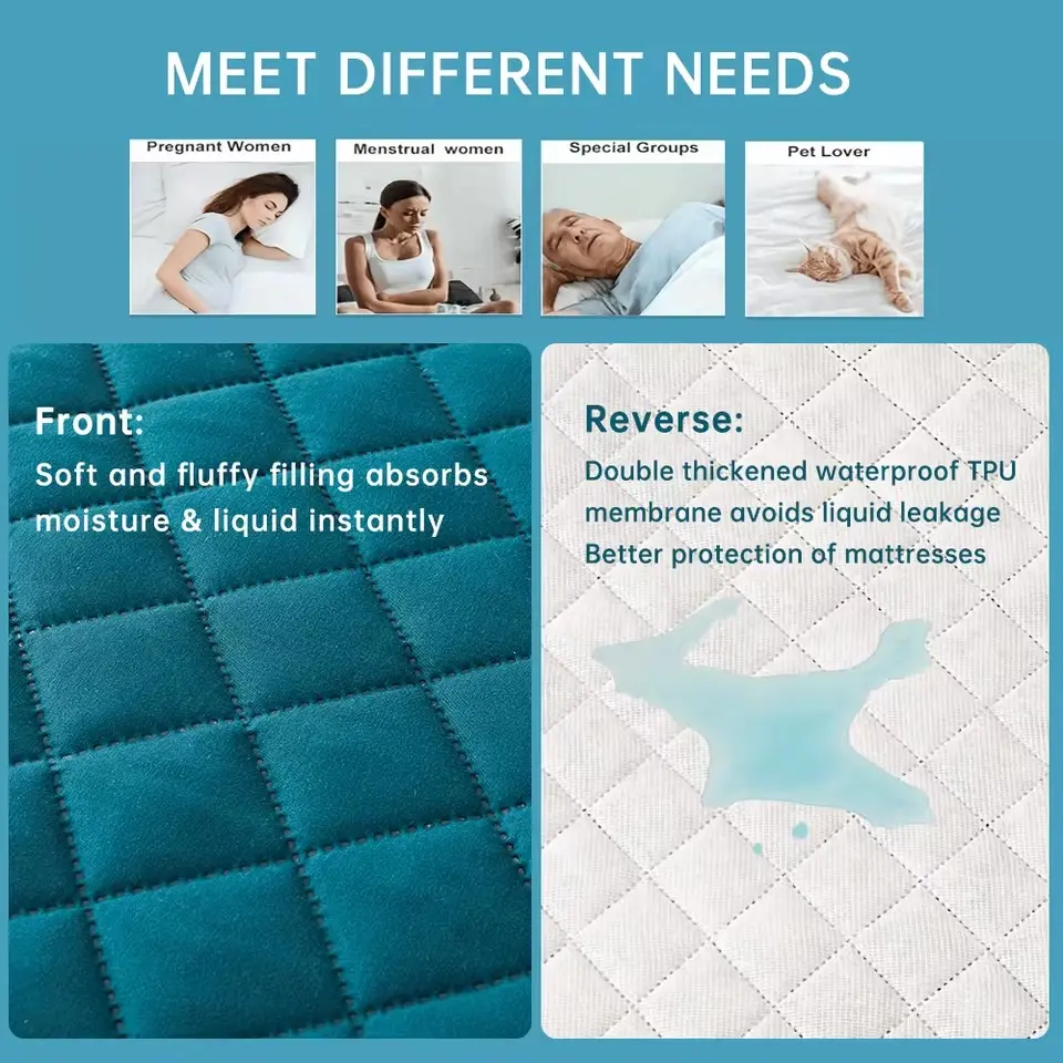 2pcs Waterproof Throw Pillowcases Envelope Soft Breathable Pillow Covers for Bed Protector 48x74cm, Grey/Blue/Green/Red/White