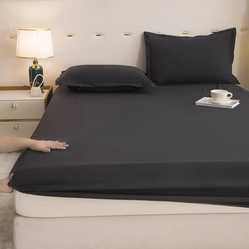 Waterproof Bed Fitted Sheet Soft Breathable Mattress Cover Grey Black White Blue Queen/King/Twin/Full , No Pillowcases