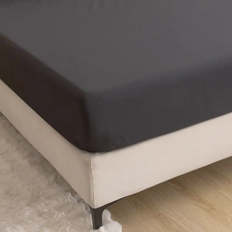 Waterproof Bed Fitted Sheet Soft Breathable Mattress Cover Grey Black White Blue Queen/King/Twin/Full , No Pillowcases
