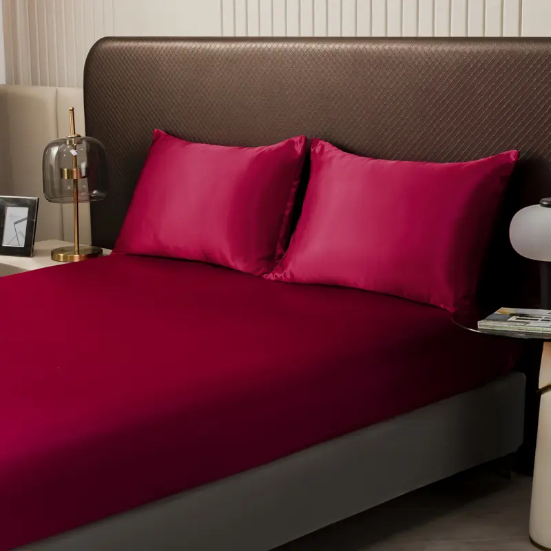 Luxury Satin Bed Sheet, European Artificial Silk Mattress Cover Elastic Band Fitted Sheet Extra Large Size 150/ 180/200 X200CM
