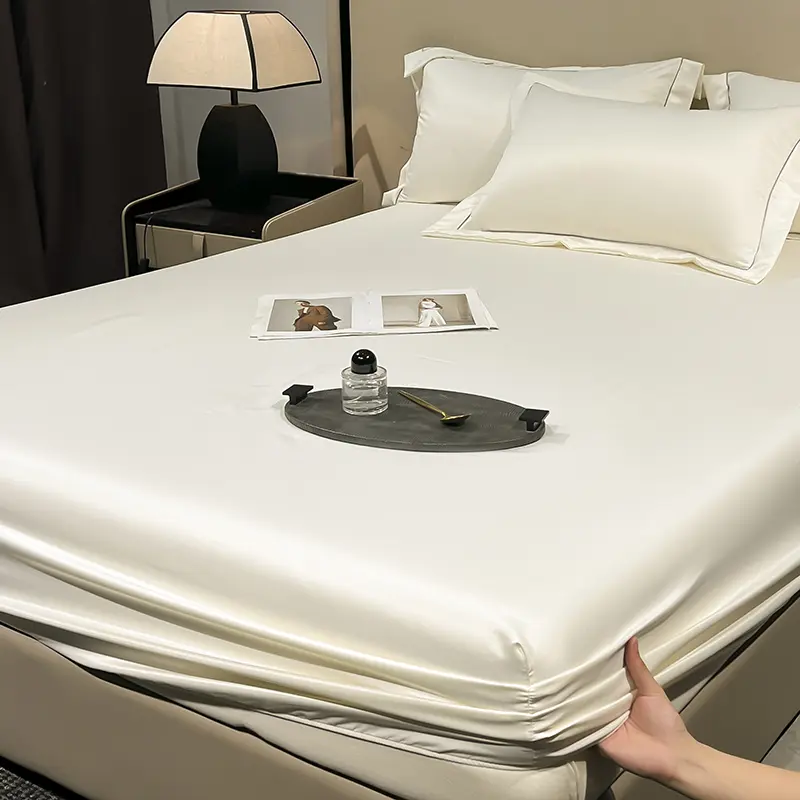 Mulberry Silk Fitted Bed Sheet with Elastic Bands Luxury Mattress Cover Single Double Queen King Size Bed Cover 120/140/160/180