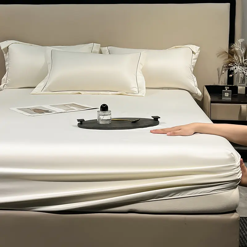 Mulberry Silk Fitted Bed Sheet with Elastic Bands Luxury Mattress Cover Single Double Queen King Size Bed Cover 120/140/160/180