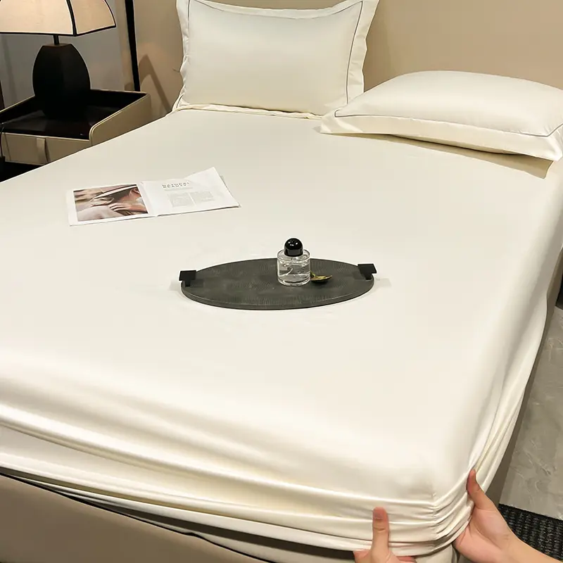 Mulberry Silk Fitted Bed Sheet with Elastic Bands Luxury Mattress Cover Single Double Queen King Size Bed Cover 120/140/160/180