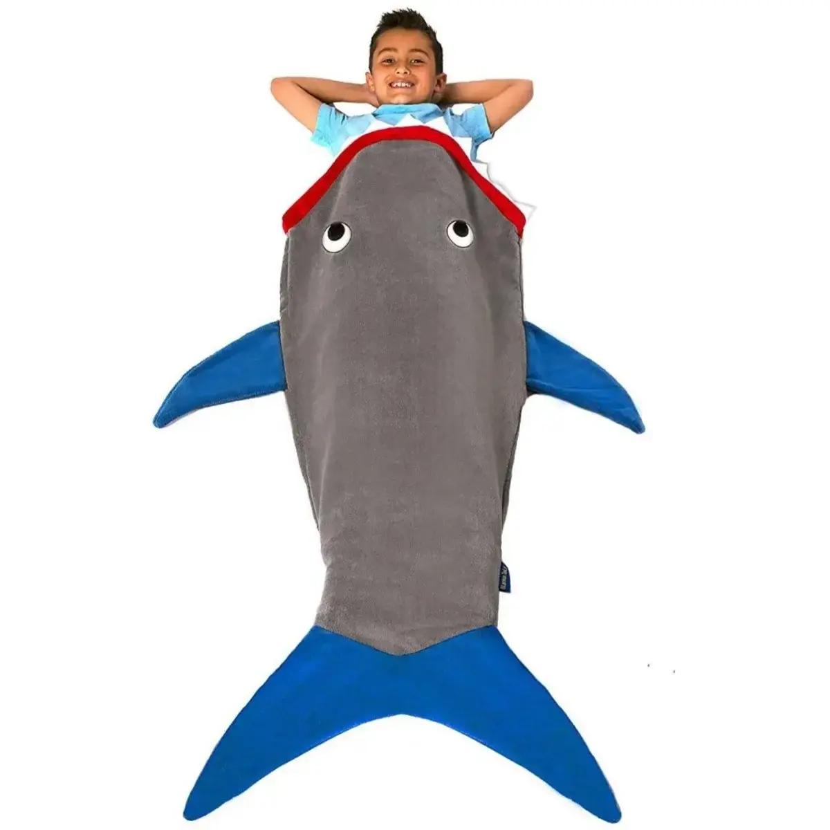Children Shark Sleeping Bag Ultra-soft Fluffy Flannel Fishtail Blankets Kids Boys Girls Wearable Sleepsack
