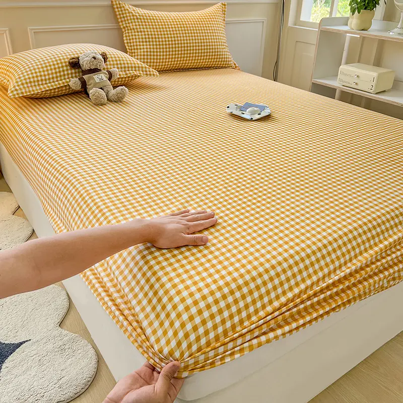 100% Polyester Fitted Sheet Stripe Style Bed Cover Skin-friendly Mattress Cover Sabanas Adults Kids Bed Sheets (No Pillowcase)