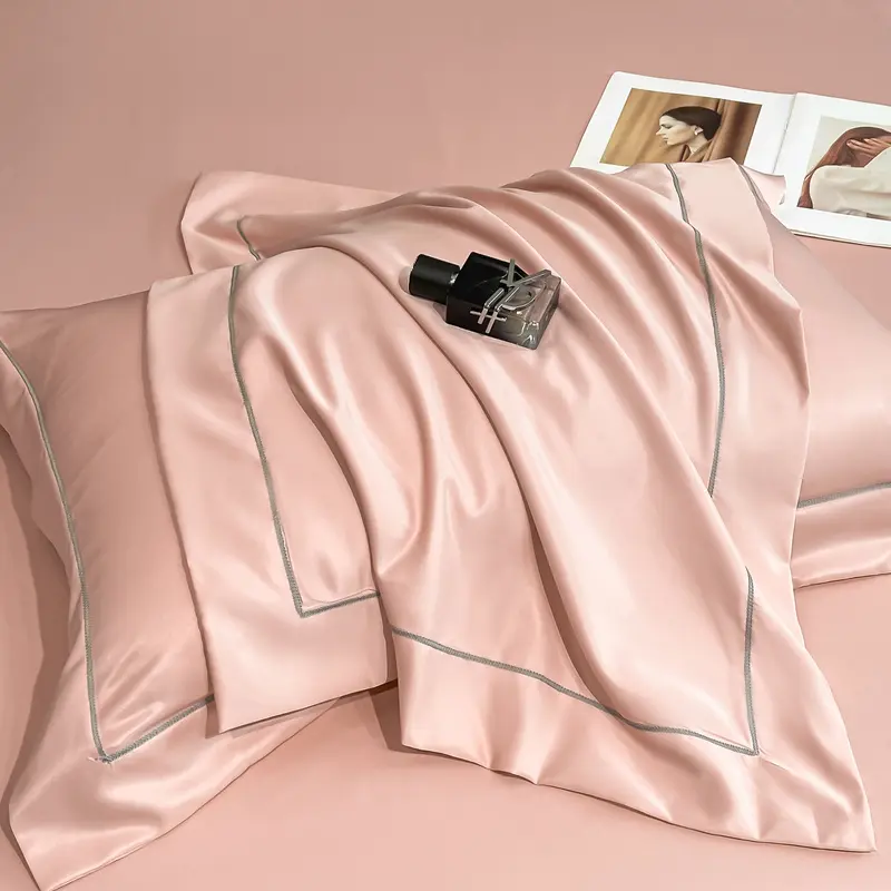 2PCSLuxury Blending Mulberry Silk Pillowcase Satin Soft Silky Two-sided Pillow Case Skin Beauty Skin Friendly Pillow Cover Solid
