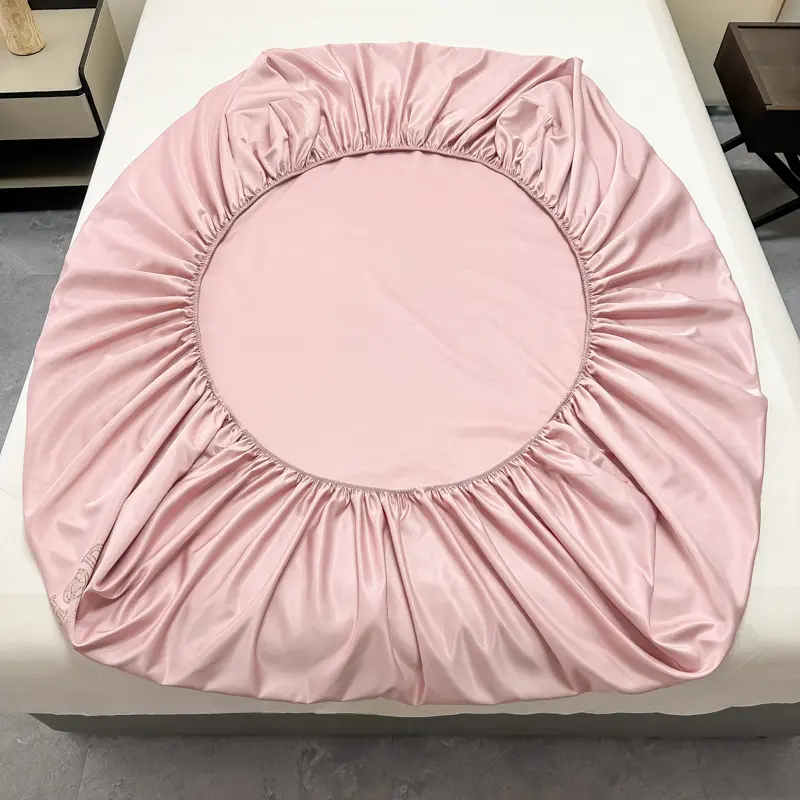 Luxury Satin Fitted Sheet SolidColor Twin Bed, Full SizeIce SilkMattress Cover, Natural Elastic Band, Synthetic Silk Bed Sheet