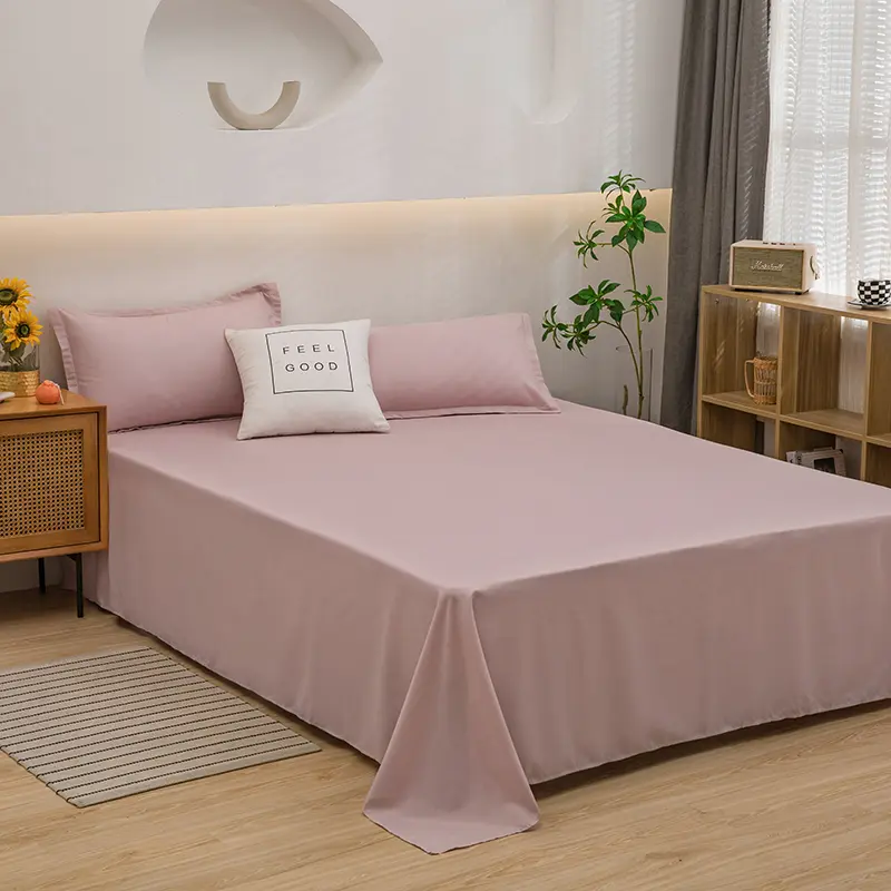 1 pc Bed Flat Sheet for Double Bed Plain Solid Color Top Sheets Single/Queen/King Flat Bedsheets Soft Home Bed Linen Sheets