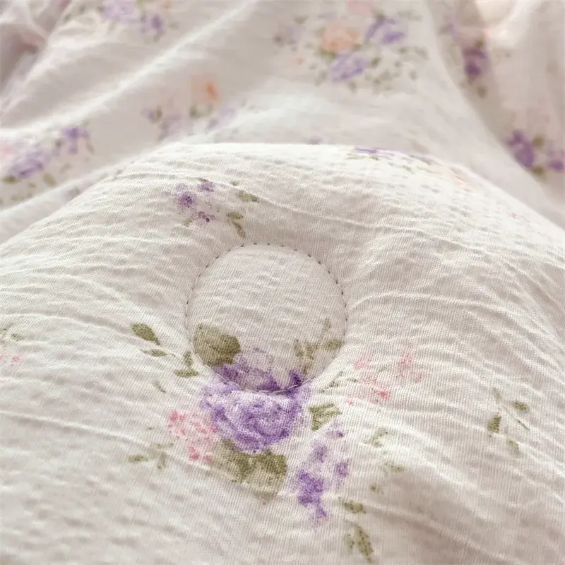 Korean Style Summer Comforter Pure Cotton Blankets with Lace Border Kids Adults Single Double Washable Summer Quilts 1pc/3pc/Set
