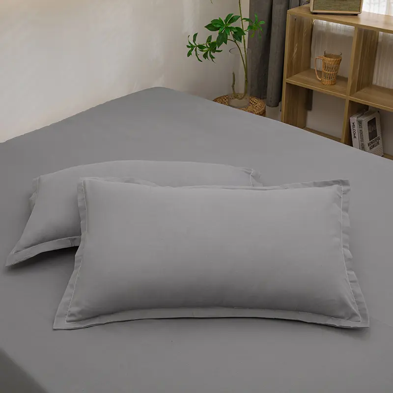 Washed 2pcs Solid Color Pillowcases Home Bedding Decorative Pillow Cover Wedding Super Soft Pillow Case