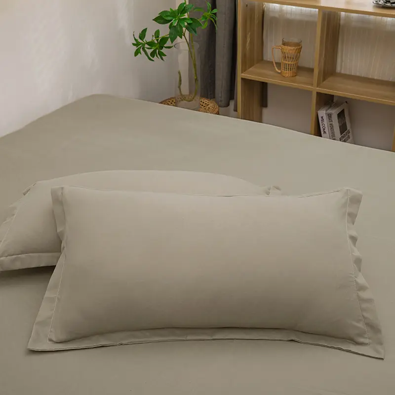 Washed 2pcs Solid Color Pillowcases Home Bedding Decorative Pillow Cover Wedding Super Soft Pillow Case