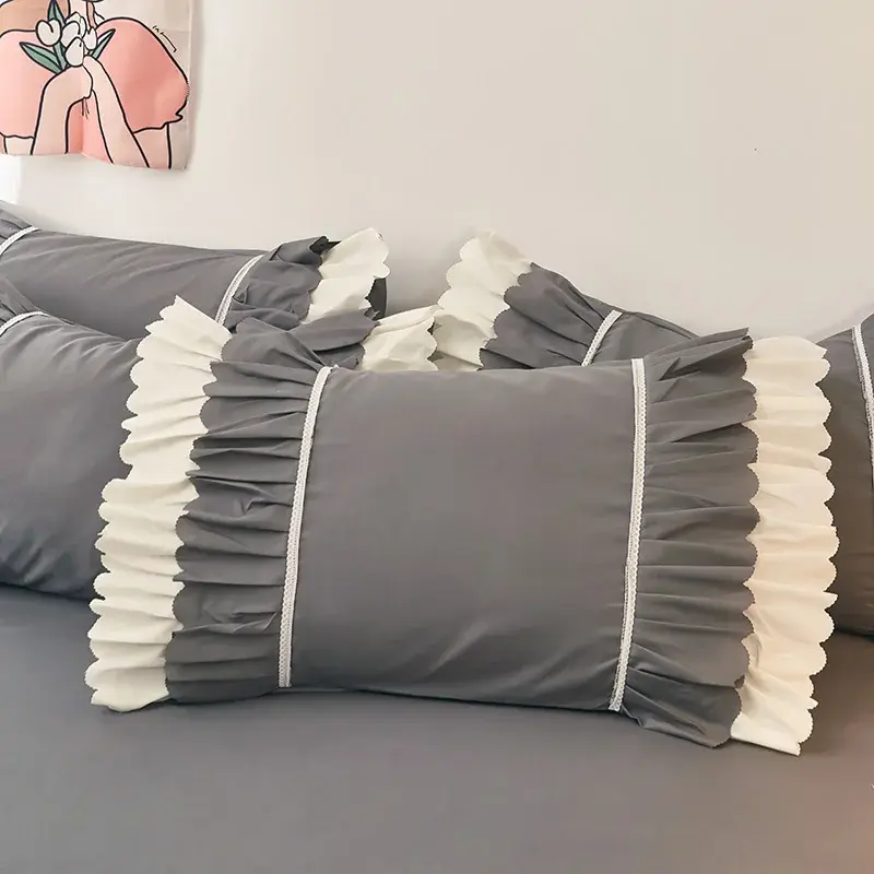 Pillowcase Girl Heart Princess Style Small Fresh Lovely Solid Color Single Korean Lace Dormitory Student Girl Simple