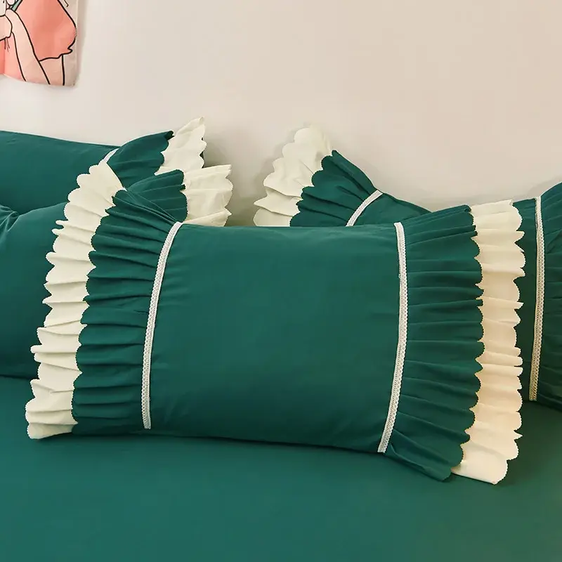 Pillowcase Girl Heart Princess Style Small Fresh Lovely Solid Color Single Korean Lace Dormitory Student Girl Simple