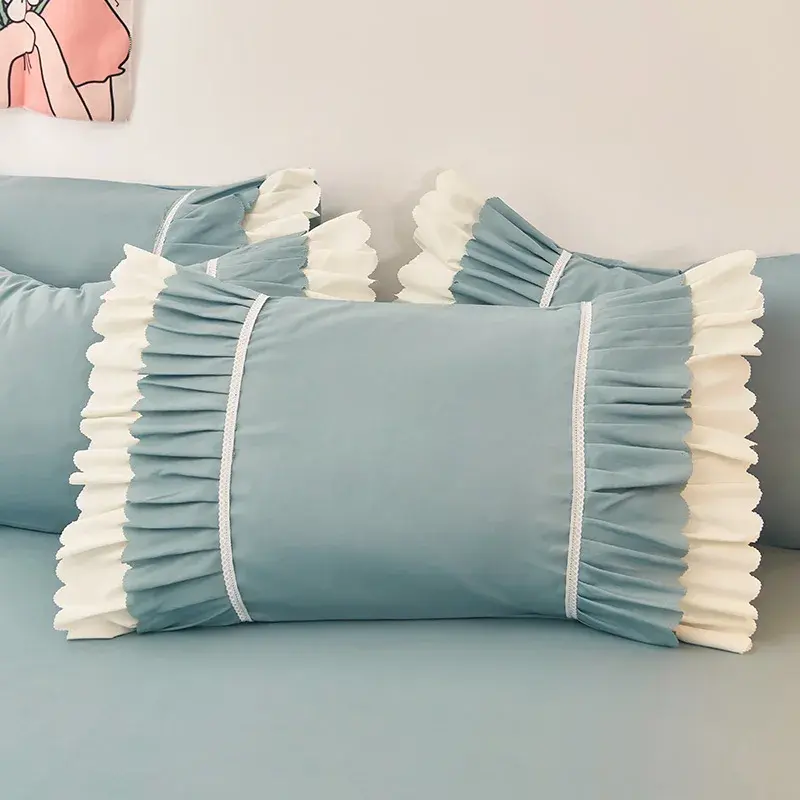 Pillowcase Girl Heart Princess Style Small Fresh Lovely Solid Color Single Korean Lace Dormitory Student Girl Simple