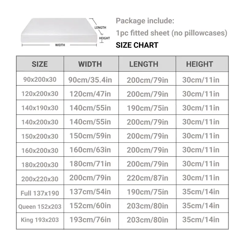 Waterproof Throw Mattress Cover Bed Fitted Sheet Mattress Protector Single/Double/140/160 Muti Size Gray/White