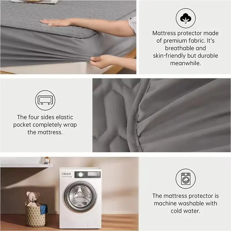 Waterproof Thicken Mattress Pad Protector Skin-Friendly Durable Fitted Sheet Bed Cover Latex Mat Cover 150x200 180x200 220x200cm
